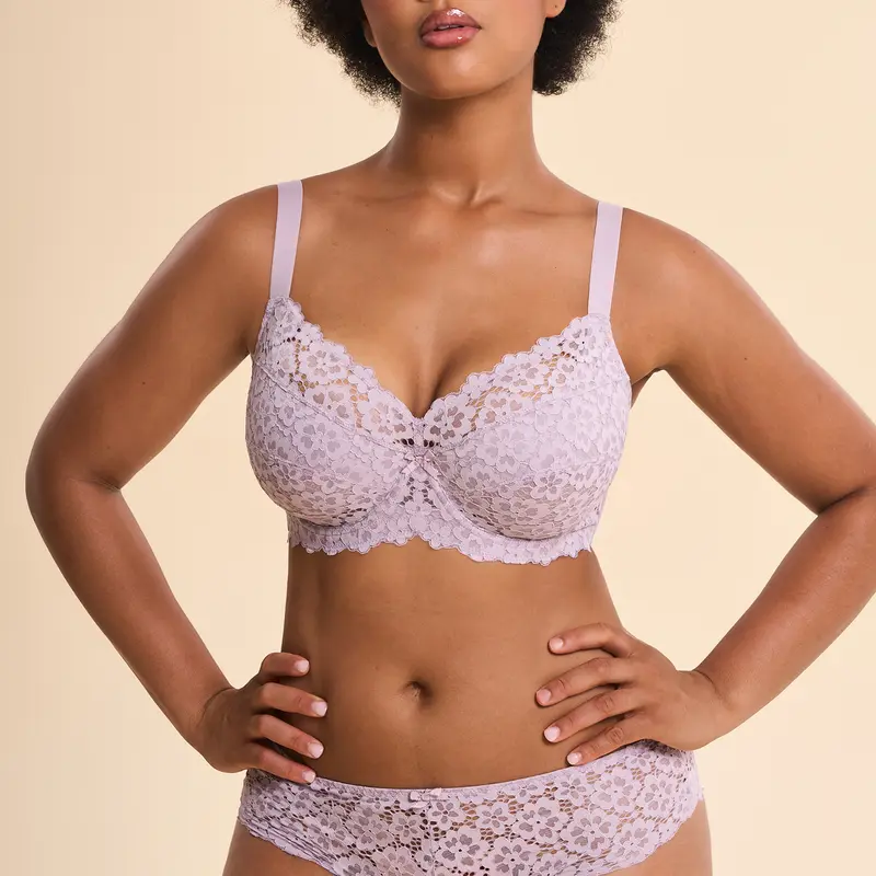Lacsper Jasmine Plus Size Lace Bra with Special Lace Detailing Unlined Non-Padded Full Coverage Comfortable Supportive All Day