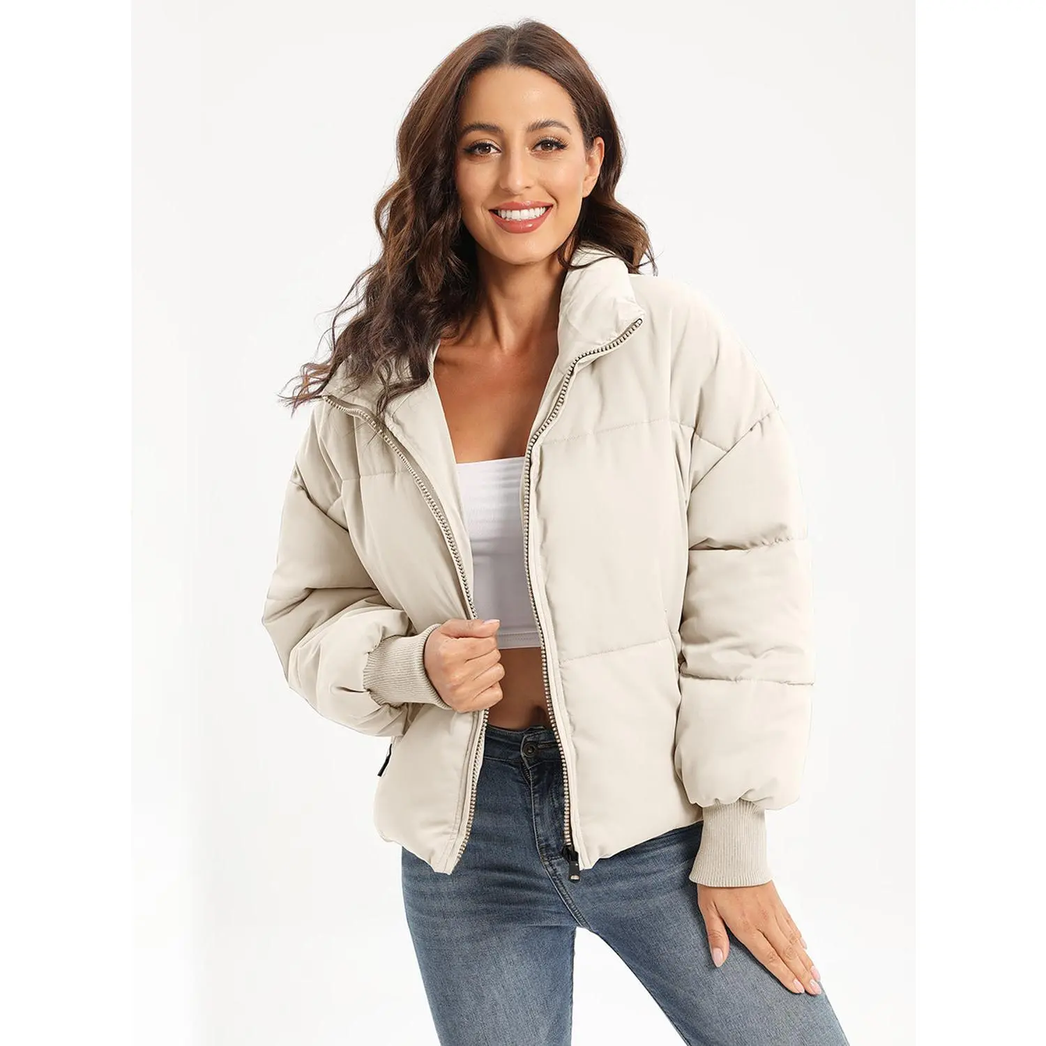 Zip Up Turtleneck Long Sleeve Winter Coat