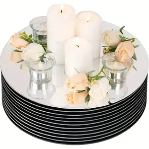 Elegant Round Acrylic Mirror Trays, 30/20/10/5cm Shatterproof Decorative Trays, Smooth Edges, Non-Food Contact, Wedding, Birthday, Party