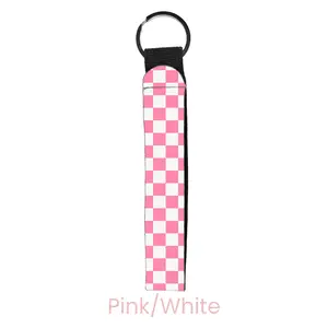abbyrose Checkered Wristlet Key Chain Pink/White
