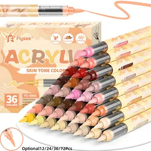 Skin Tones Art Markers,12/24/36/72 Color Soft Brush Tip Acrylic Paint Pens, Quick-Drying Waterproof Acrylic Paint Markers for Illustration Sketching, Wood,Glass,Fabric,Rocks Painting