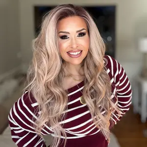 AISOM Jemma Apricrown Long Body Wave Free Part Lace Front Wig 24 Inches 13x4 Parting Glueless Synthetic Lace Wigs for Women