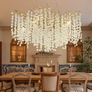 Modern Crystal Chandeliers for Dining Room,Gold Crystal Tree Branches Chandelier, Round Dining Room Chandelier Over Table, Chandeliers for Living Room, Entryway,Foyer