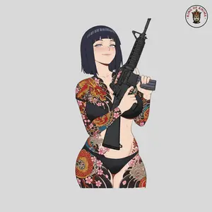Hinata Tactical Sticker – Yakuza Dragon Tattoo Art, Sexy Warrior Aesthetic, Laptop & Water Bottle Vinyl Decal