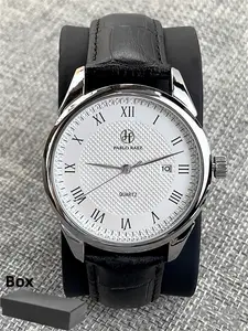 Men's Classic Replika Watch, Roman Numerals, Leather Quartz, Business Style, Date Display, Waterproof, Sus304 Steel, Gift for Men, Analog Watches, Stainless Steel Watch