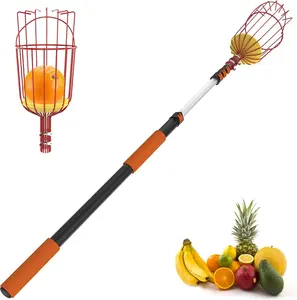20FT Reach Fruit Picker Pole with Basket Telescoping, Apple Picker with 3-12FT Telescoping Pole for Apple Orange Lemon Mango Avocado Guava Fruit Picking