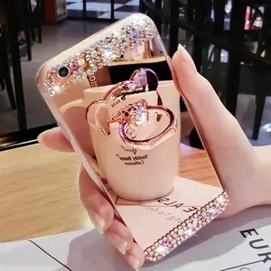 Luxury Glitter Diamond Holder Phone Case For SamsungS25 S24 S23 S22 S21 Plus + Ultra FE Note 20 9 Rhinestone Bling Mirror Cover