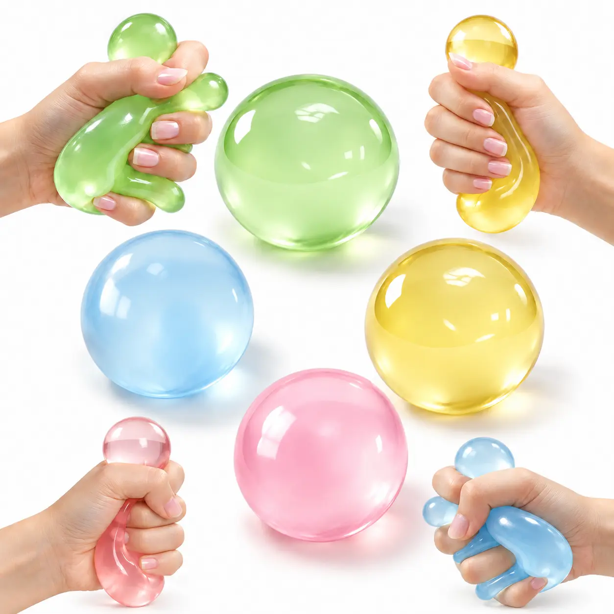 Crystal Jelly Squishy Ball, Shapeable Non-Rebound Stress Ball, Soft Glossy Sensory Fidget Squeeze Toy, Smooth Gel-Like Texture, Ages 12+