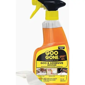 Spray Adhesive Remover Gel, 12 oz, Removes Glue, Stickers, Tape Residue, Grease, Gum & Wax, Adhesive Spray with Citrus Cleaning Power for Hard Surfaces, Carpets & Fabrics