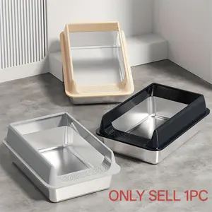 New stainless steel semi-enclosed pet cat litter box, including a free shovel
