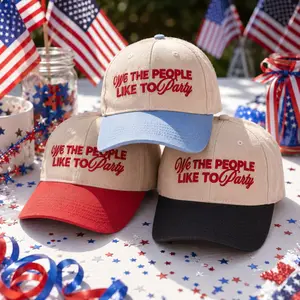 We The People Like To Party Hat, Patriotic Two Tone Embroidered Baseball Cap, Vintage USA Flag Party Hat, 4th Of July Independence Day Gift For Men Women