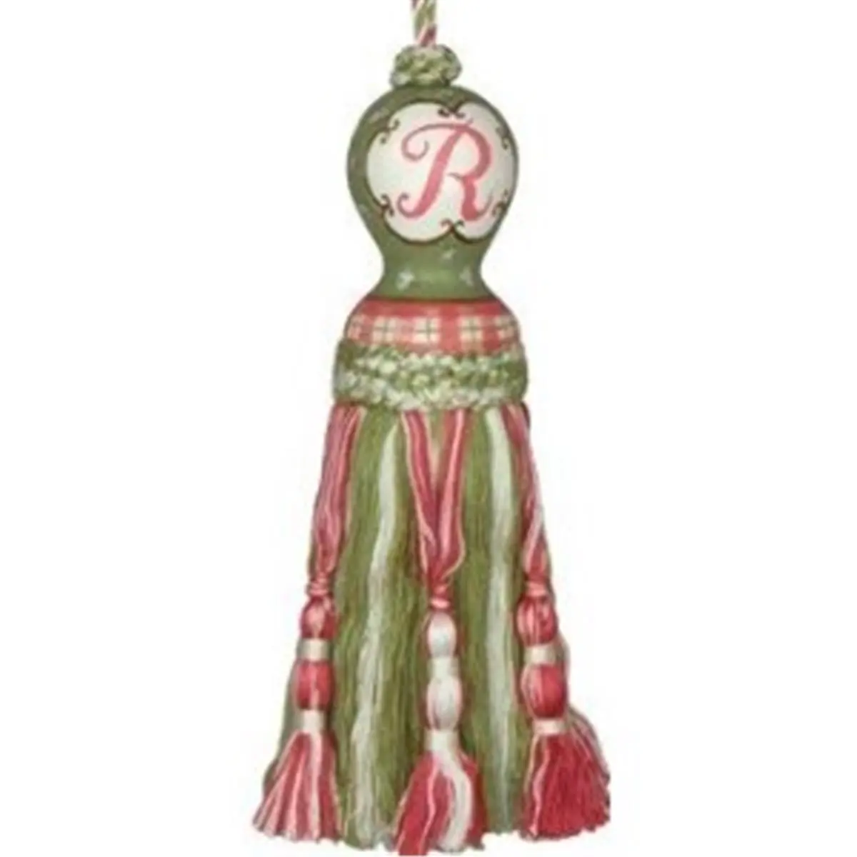 123 Creations Alphabet Initial S Hand-Painted Tassel Ornament - 8 in Wooden Head Ornament, Door Hanging Decor, Rayon Threads Accent, Gift Idea with Drawer Handles Compatibility for Home Decor Supplies