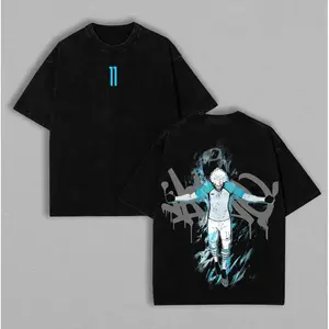 Men's Seishiro Nagi Blue Lock Anime Graphic T-Shirt - Menswear, Unisex Oversized Heavyweight Cotton, Double-Sided Printed, Vintage Washed, Short-Sleeve, Round Neck, Casual Streetwear Manga Top, Ideal Gift for Anime Fans