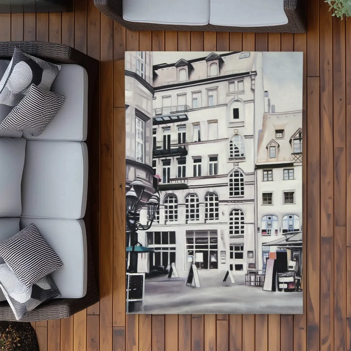 360 stand Chenille Print Hyperrealistic German Street Scene Rectangular Area Rug, 4x6 ft, Living Room Decor, for Indoor-Outdoor Home Living Spaces, Indoor Floor Rug, Contemporary Decorative Rug, Home Decor Rugs
