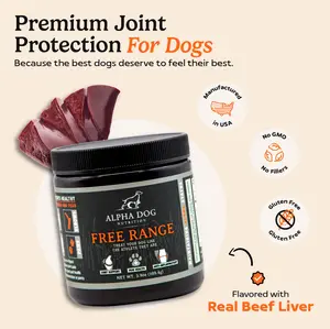 Alpha Dog Nutrition Free Range Joint Supplement for Active Dogs - Non-GMO, Made in USA, Daily Support with Glucosamine, Chondroitin, MSM, & Vitamin E