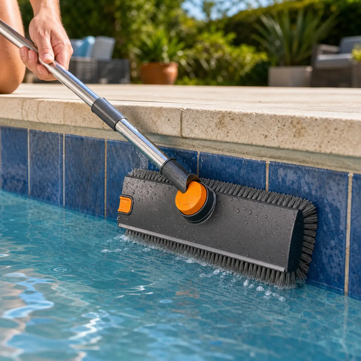 Floor Cleaning Brush with Adjustable Long Handle, 3-in-1 Scrub Brush and Squeegee with Stiff Bristles, Hair Remover Clip and 360° Rotating Head for Bathroom, Shower, Tile, Grout, Tub, Kitchen, Garage, Patio, Deck, Concrete and Indoor and Outdoor Floors