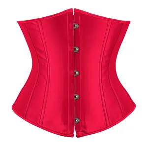 Women's Satin Underbust Corset Bustier Waist Training Cincher Plus Size Corsets Women's Boned Underbust Waist Trainer Corset 7055-D1