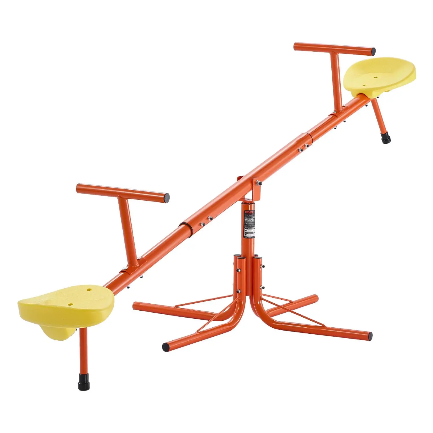 VEVOR Durable Unisex Kids Swivel Playground Set, 100 lbs Per Seat Load Capacity, 360-Degree Swiveling Teeter Totter, 4-Prong Carbon Steel Support Legs, 235x200x100 mm Outdoor Balance Training Equipment for 3-4 Years Olds, Metal