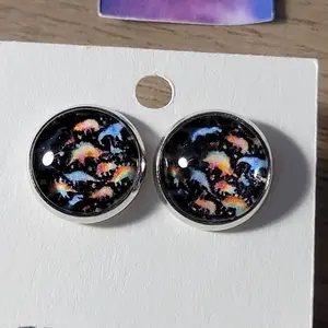 12mm Dinosaurs Straight Post Earrings