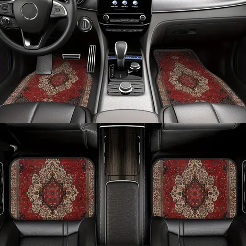 Bohemian Custom Printed 4-Piece Car Floor Mats Set - Universal, Non-Slip, 27in x 17.3in Front & Rear Carpet, Easy-to-Clean Automotive Interior Accessories for Trucks, Car Accessory, Cars/Suvs/Trucks