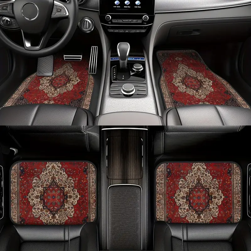 Bohemian Custom Printed 4-Piece Car Floor Mats Set - Universal, Non-Slip, 27in x 17.3in Front & Rear Carpet, Easy-to-Clean Automotive Interior Accessories for Trucks, Car Accessory, Cars/Suvs/Trucks