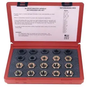 212 MAIN Kastar 2599 20-Piece Master Spindle Rethreading Dies, Industrial Multi-Size Tempered Steel Thread Repair Tool Set for Automotive & Motorcycle Use