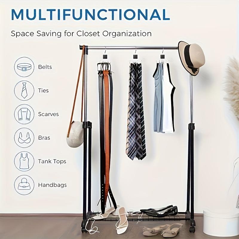 2 pieces of six claw rotating multifunctional hooks: clothes, hats, scarves, wardrobe storage hooks - door hooks - bag hooks - wooden polished surface hooks
