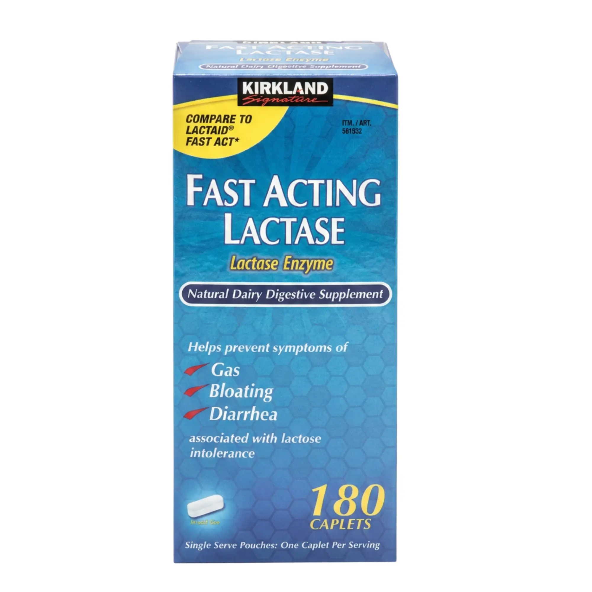 Lactase Enzyme Caplets 180 Count, Dairy Digestive Support Supplement