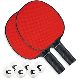 Cannon Sports Table Tennis Paddle with Rubber Face Set (2 Paddles + 6 White Balls)
