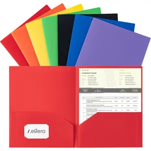 Plastic Folders with Pockets (7 Pack, Assorted Colors) Durable Heavy Duty File Folders with Business Card Slot 2-Pocket Folder for Schoolwork & Office Letter Size