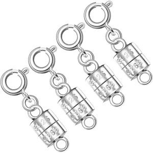925 Silver Magnetic Necklace Clasps & Closures - 2pcs & 10pcs Bead Claw Clasps for Bracelet Necklace Extender, Includes 2pcs & 10pcs Bead Claw Clasps