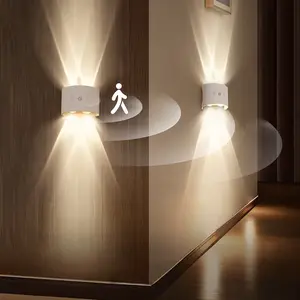 Cat Eye Motion Sensor LED Wall Light, Touch Control, Adjustable Three Colors, USB Rechargeable Night Lamp for Living Room Bedroom, Modern Mood Lighting