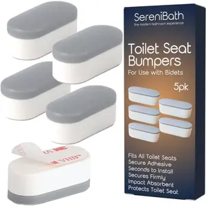 Toilet Seat Bumpers for Use with Bidet - Stops Sliding & Wobbling - Distributes Weight Evenly to Prevent Damage to Seat or Bowl - Premium Adhesive Pads - 5pk