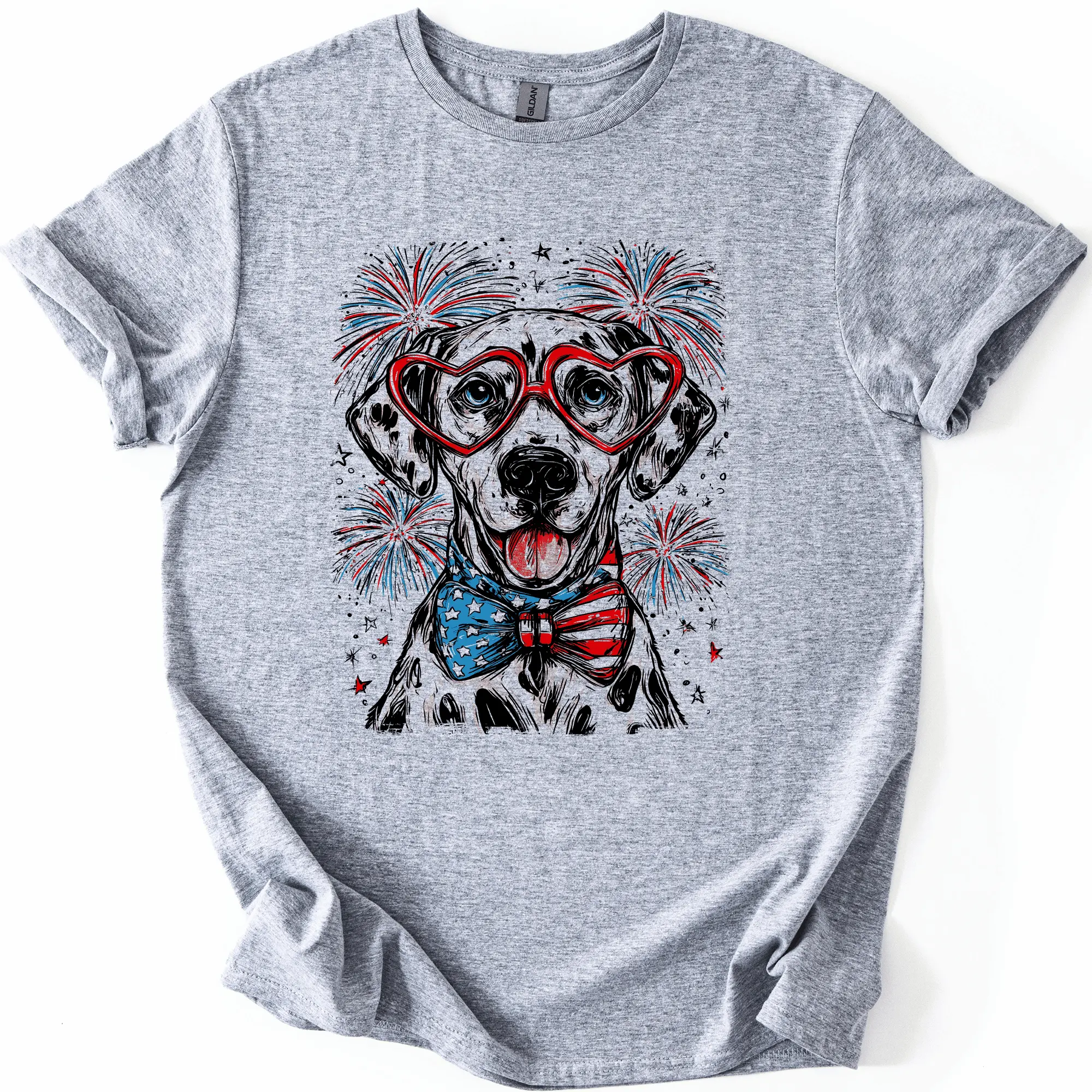 Dalmatian Patriotic Dog, USA, America, Pet Lover, 4th of July, Soft Style T-Shirt, Soft Style Tee, Women's Graphic Tshirt