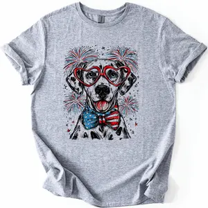 Dalmatian Patriotic Dog, USA, America, Pet Lover, 4th of July, Soft Style T-Shirt, Soft Style Tee, Women's Graphic Tshirt