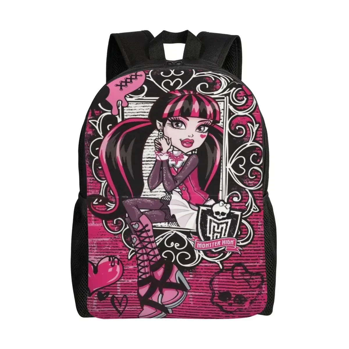Monster High Soft Padded 17-in Laptop Backpack, Student School Bag for Daily Class Use