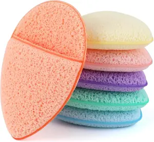 6Pcs Facial Sponges Set, Cleansing Puff, Colorful Facial Sponges for Face Wash, Reusable Makeup Remover Exfoliating Pads for Daily Cleansing