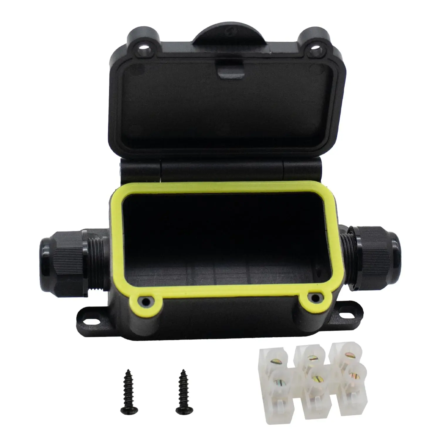 Mini Clamshell-Type Waterproof IP68 Junction Box, 2-Way Plug Line Underground Electrical Box with 8mm Max Inner Diameter, 450V Rating for Outdoor Lighting, Fountains