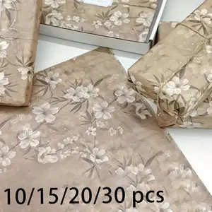50x35cm Vintage Apricot Blossom Pattern Thin Paper, Ideal for DIY Crafts, Party Gift Wrapping, Bouquet Packaging, Holiday Decorations