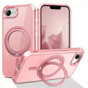 for iPhone 16e Case with 360° Rotatable Magnetic Ring[Compatible with Magnetic][Invisible Kickstand] Shockproof Translucent Matte Back Slim Phone Cover