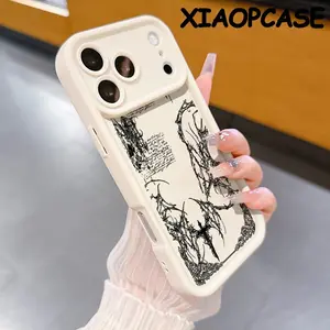 Gothic web sketches Pattern Design Soft silicone Case for iPhone 17 Pro Max Air 16 15 14 Plus 13 12 11 Straight Edge Drop-Resistant Rugged Durable Cover