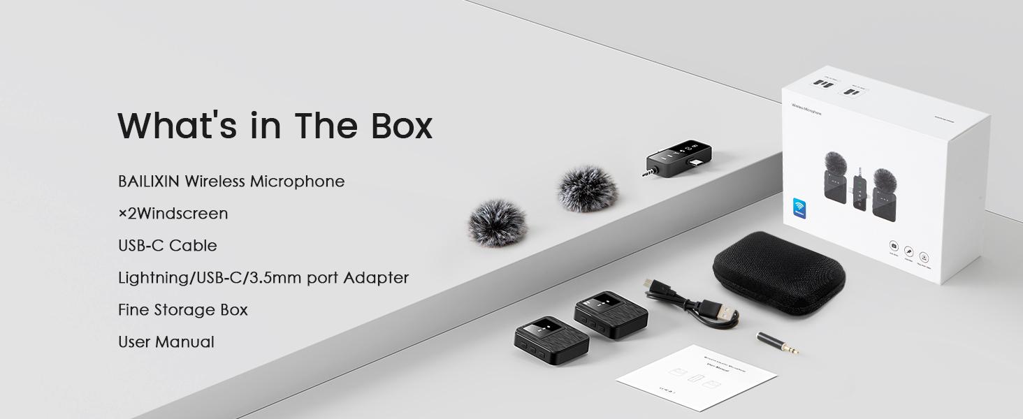 3-in-1 Mini Microphone for iPhone, Android, Camera - 328ft Long Range, 20H Battery Life, Wireless Microphones, Lapel Mic with AI Noise Reduction for Video Recording, Content Creators