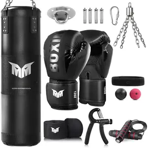 Sports & Outdoor Punching Bag  Adults, 4ft Heavy Boxing Bag Set with 12 OZ Gloves  MMA Karate Kickboxing Boxing - Unfilled for