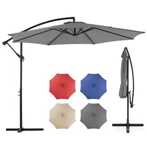 10ft Offset Patio Umbrella with Easy Tilt, 8 Ribs & UV15+ Fabric for Backyard and Poolside