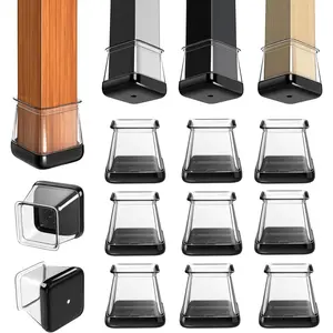 2024  Chair  Floor Protectors Furniture Sliders for Hardwood Floors and Carpet  Non Slip Reduce Noise 28 count Clear Square XL Fit:1-1/2" ~ /4"