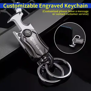1pc Customization can be engraved key chain,keychain clip,Universal Key Fob Keychain Holder for Men and Women,360 Degree Rotatable,Bottle Opener,Carabiner Car Key Chains. Customizable Personalized