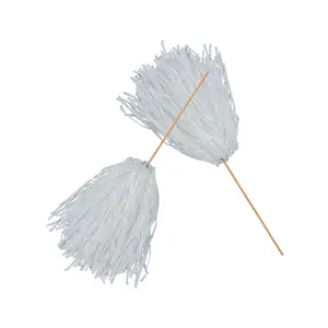 12" Bright White School Spirit Cheer Plastic Pom-Poms - 24 Pc.