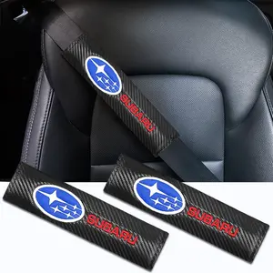 Leather Seatbelt Shoulder Pads Car Interior Accessory for Subaru Impreza Outback Forester Legacy Crosstrek Brz Ascent, Soft Breathable Anti-Slip Comfort Durable Eco-Friendly