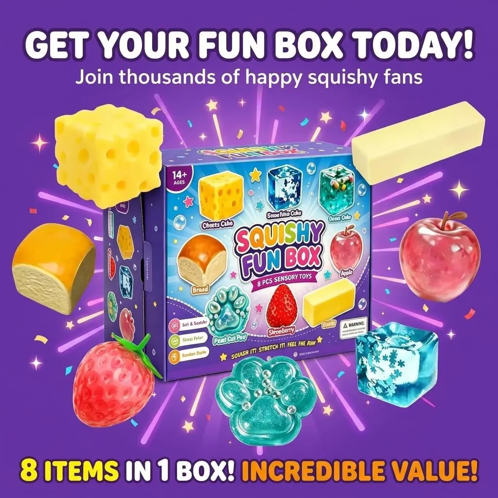 Mystery Squishy Box, Blind Box Malt Sugar Stress Relief Toy, Sensory Set, Creative Slow Return Squishy, Party Gift, Various Styles
