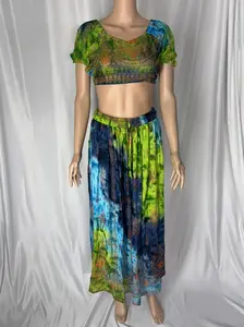 Peacock Feather Embroidered Lengha - Vibrant Blue & Green Skirt Set with Unique Embroidery Design